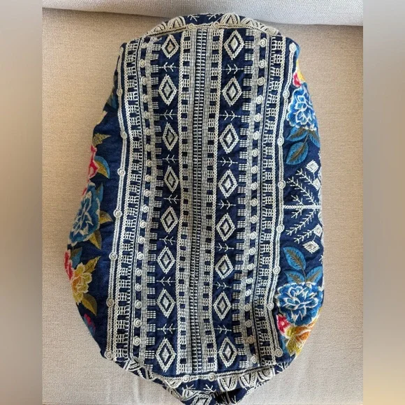 Johnny Was Blue Floral Embroidered Tote - Picture 3 of 6